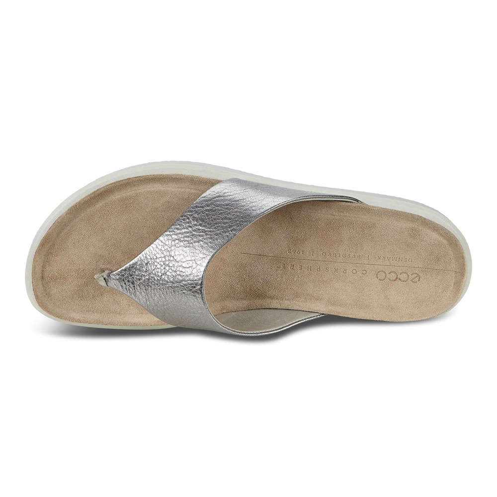 Sandalias Mujer - ECCO Corksphere Thong - Plateados - MUW617428